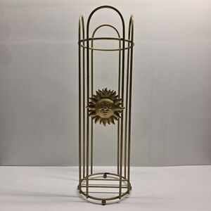 Vintage Sunburst Celestial Toilet Paper Holder Gold Tone Metal Bathroom Decor